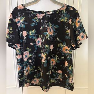 Floral Black Top